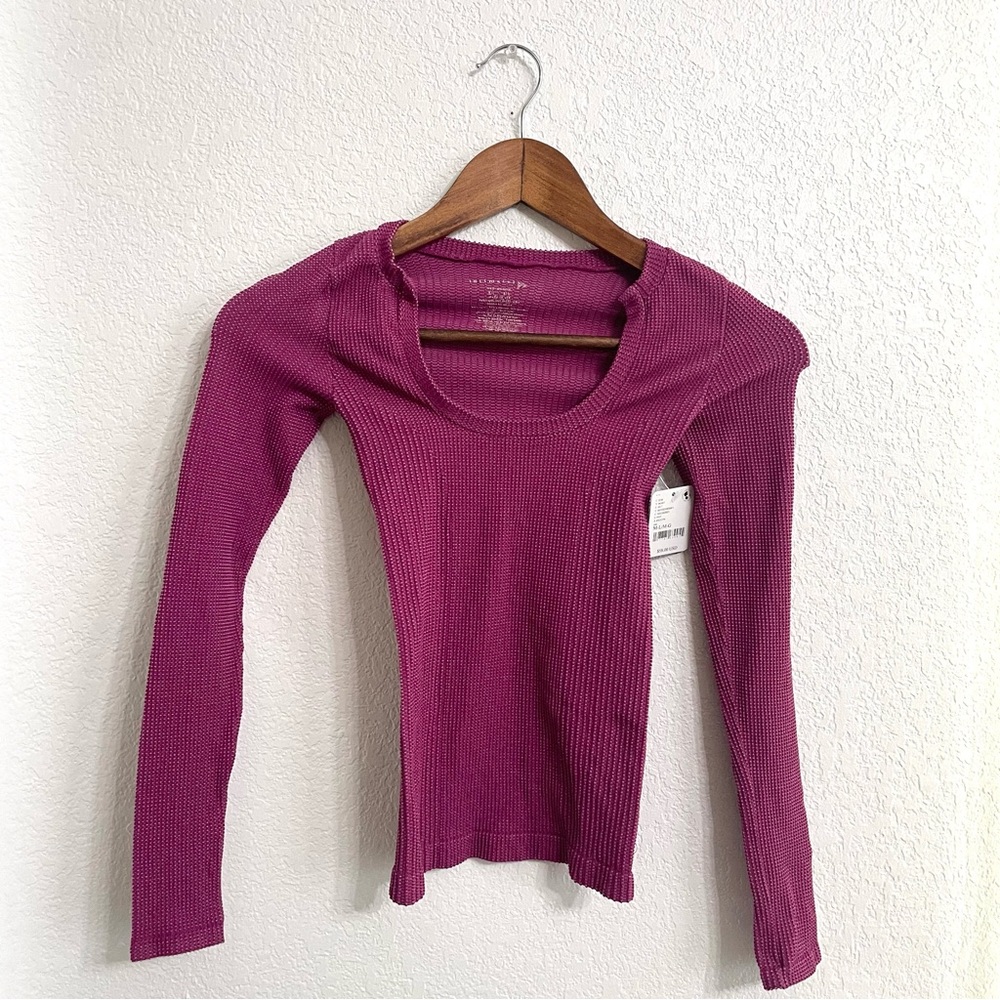 NWT Free People Womens Shirt Clean Slate Seamless Boysenberry Size Medium Large - Picture 2 of 10